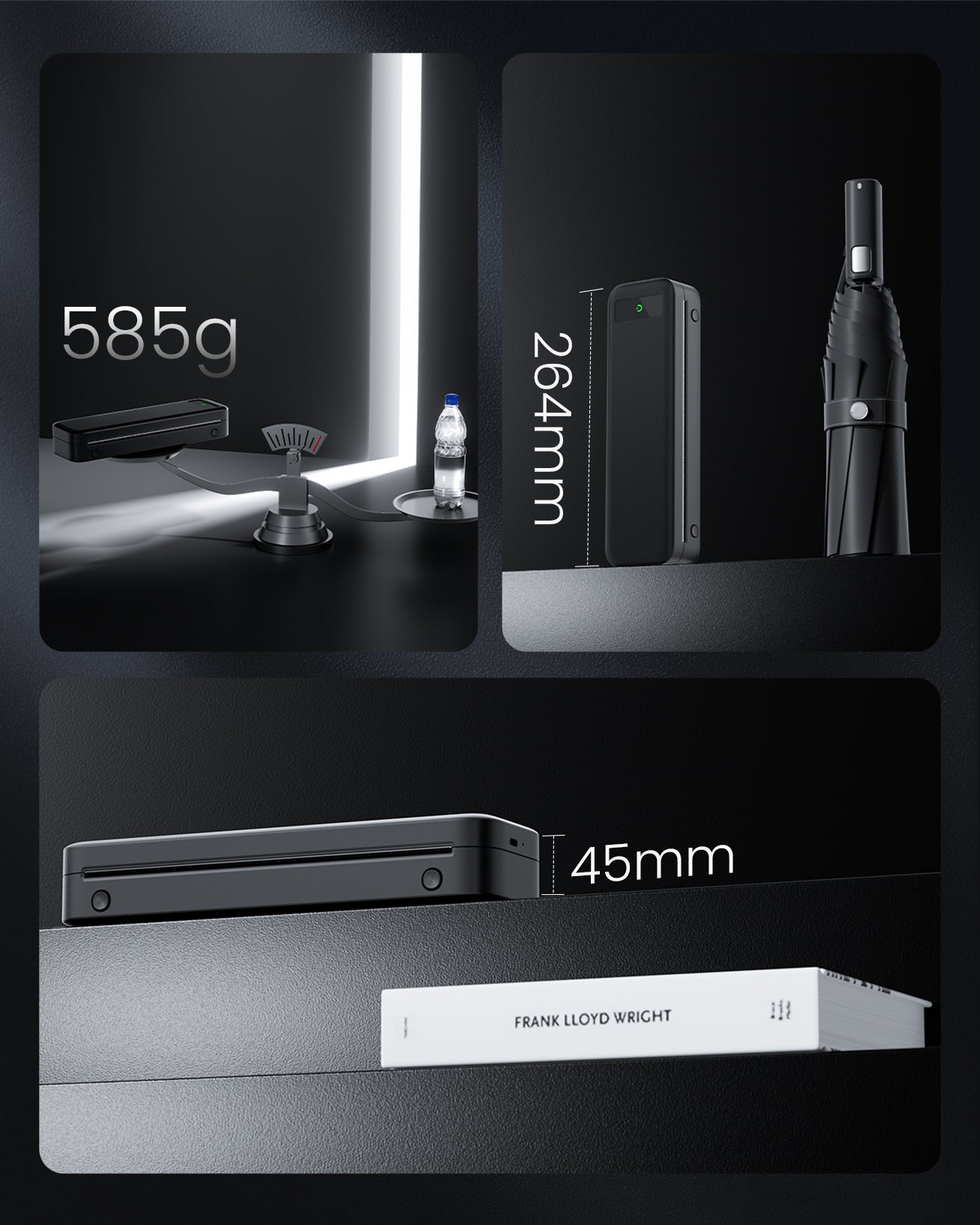 TATTMUSE无线便携式打印机，A285M无墨热敏打印机，小型蓝牙移动打印机支持8.5“X 11”信件和A4热敏纸，兼容手机笔记本电脑，适合旅行家庭办公室使用