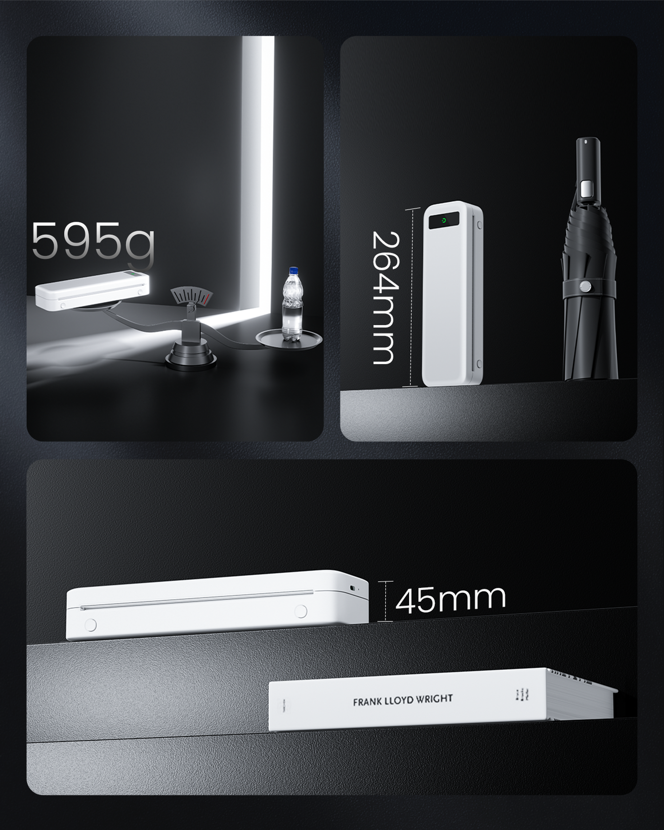 TATTMUSE无线便携式打印机，A285M无墨热敏打印机，小型蓝牙移动打印机支持8.5“X 11”信件和A4热敏纸，兼容手机笔记本电脑，适合旅行家庭办公室使用，白色